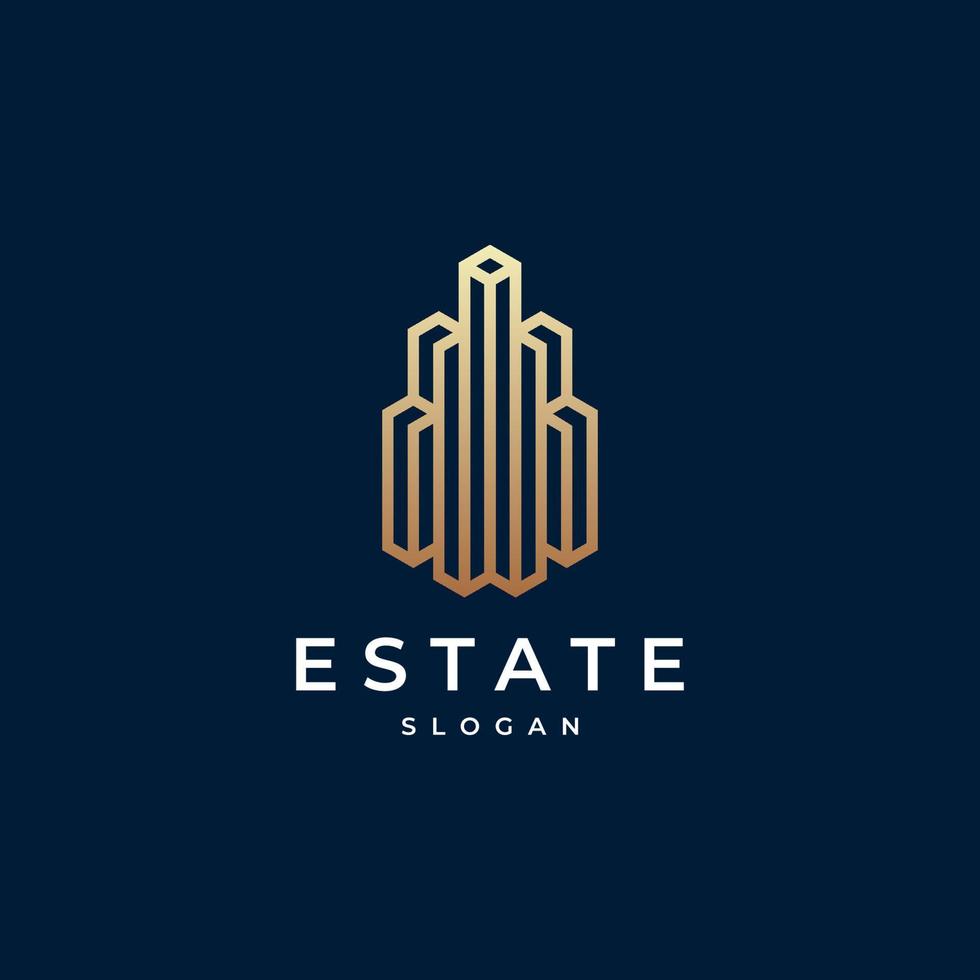 Building logo design with line outline style real estate, architecture, construction vector