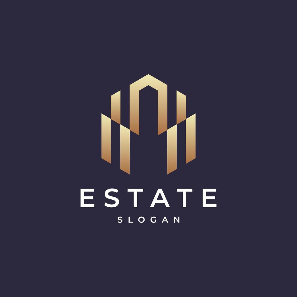 Building logo design with line outline style real estate, architecture, construction vector