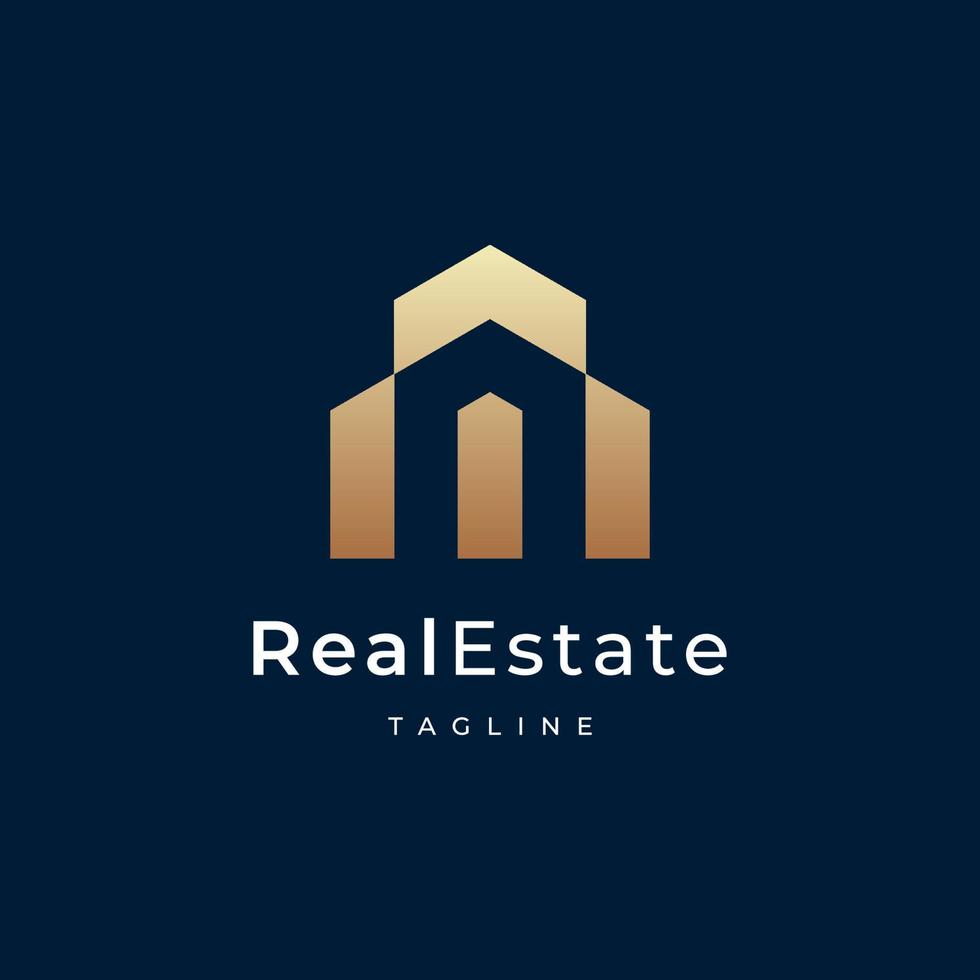 Building logo design with line outline style real estate, architecture, construction vector