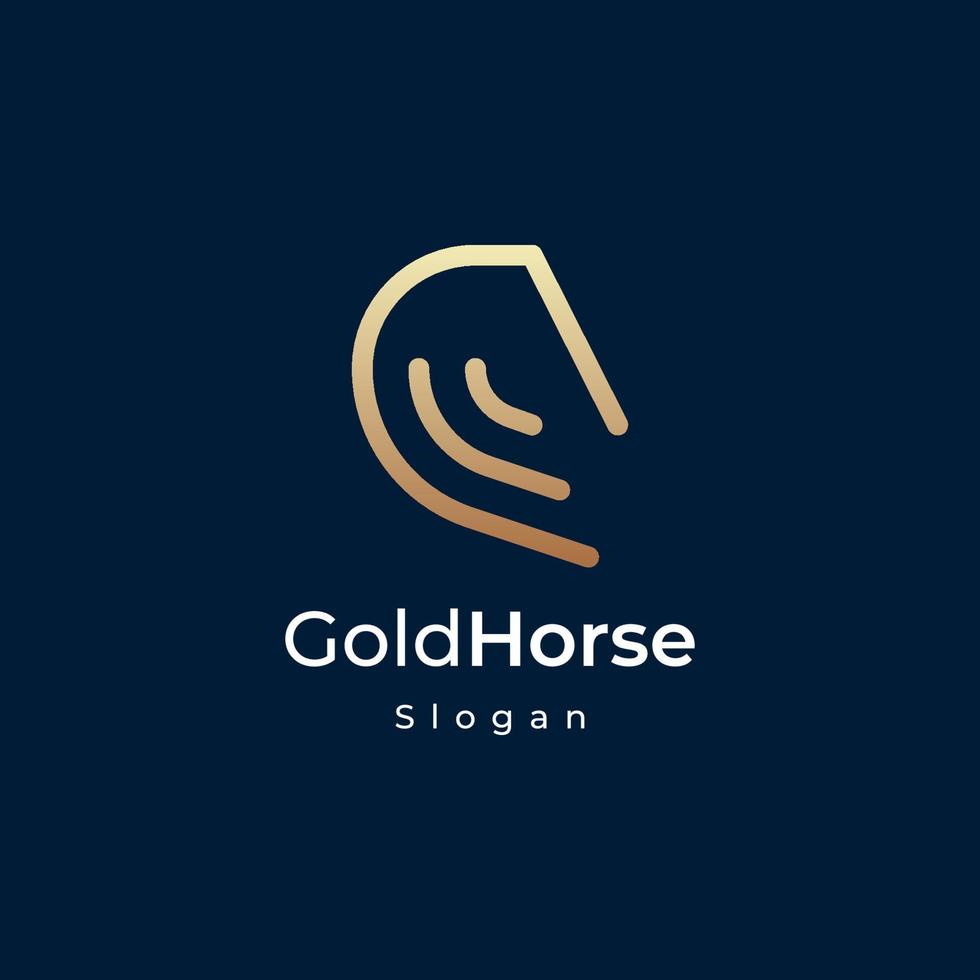 diseño de logotipo de oro de contorno de línea de caballo vector