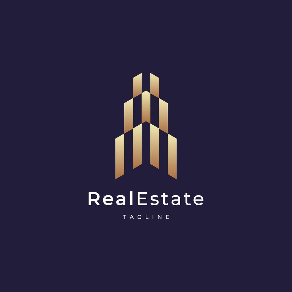 Building logo design with line outline style real estate, architecture, construction vector