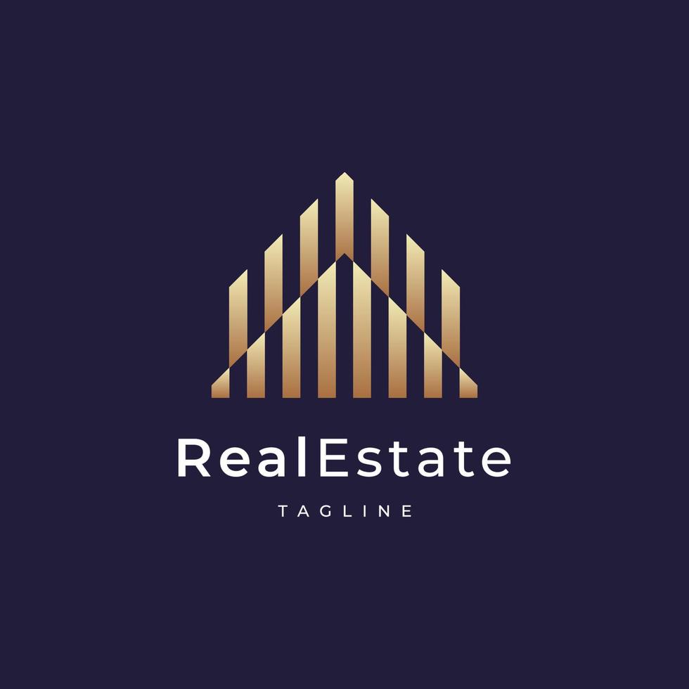 Building logo design with line outline style real estate, architecture, construction vector
