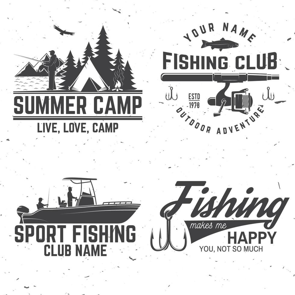 conjunto de bolsas de club deportivo de pesca. ilustración