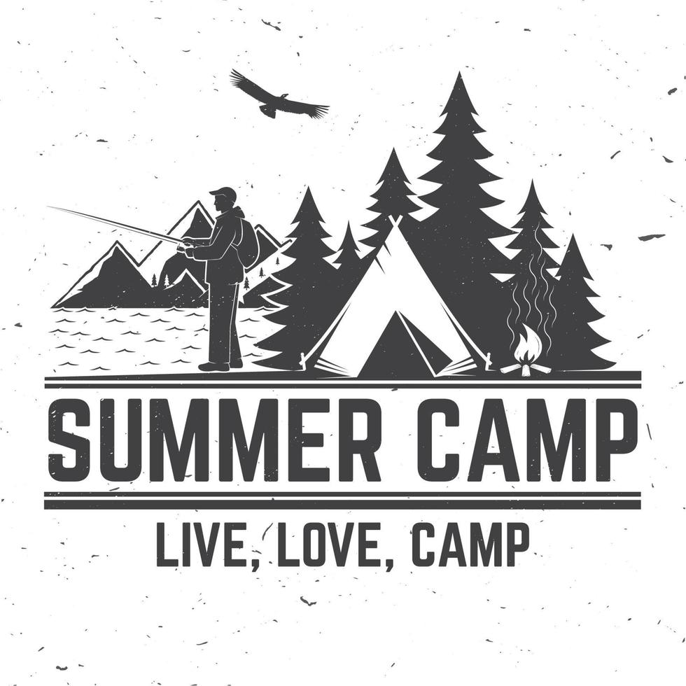 campamento de verano. ilustración vectorial concepto de camiseta o logotipo, estampado, sello o camiseta. vector