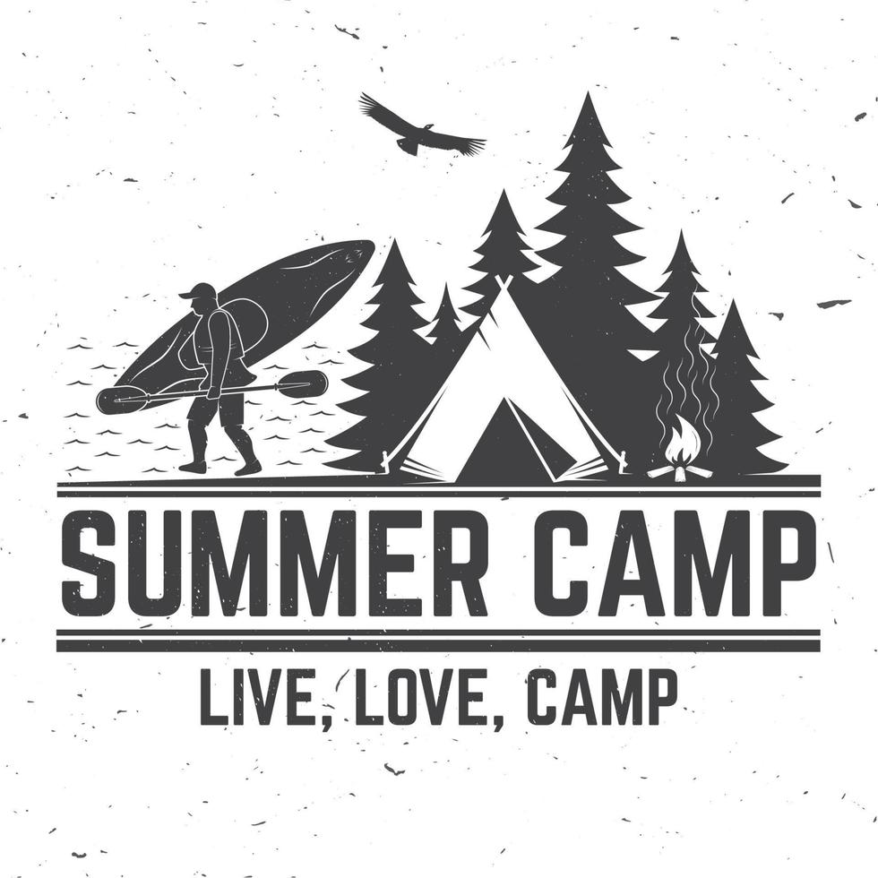 campamento de verano. ilustración vectorial concepto de camiseta o logotipo, estampado, sello o camiseta. vector