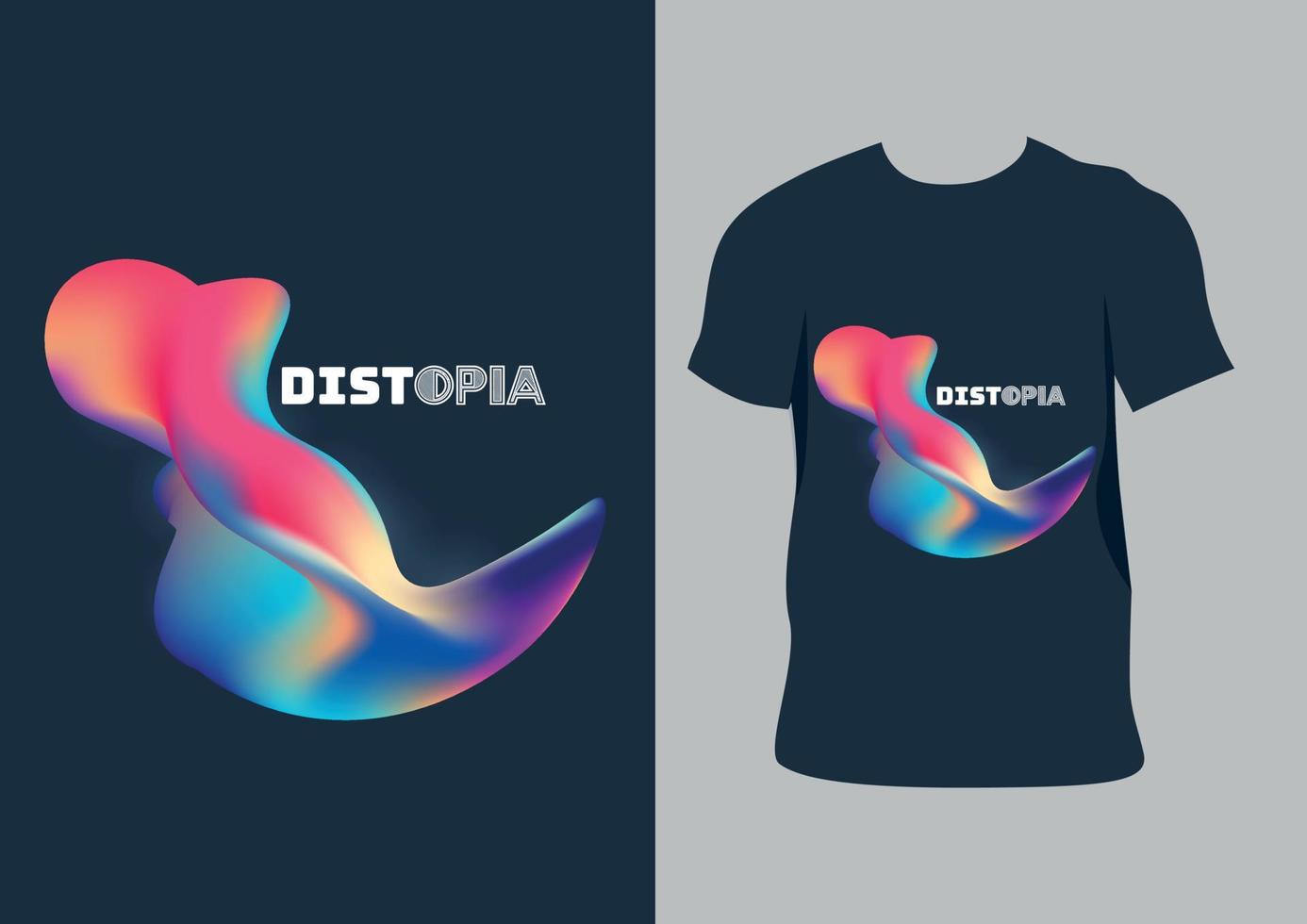 Distopia, Fluid t-shirt design concept vector