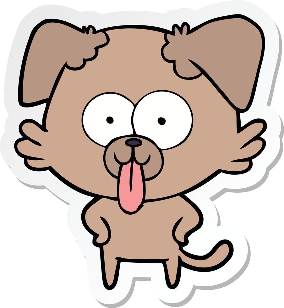 sticker of a cartoon dog with tongue sticking out vector
