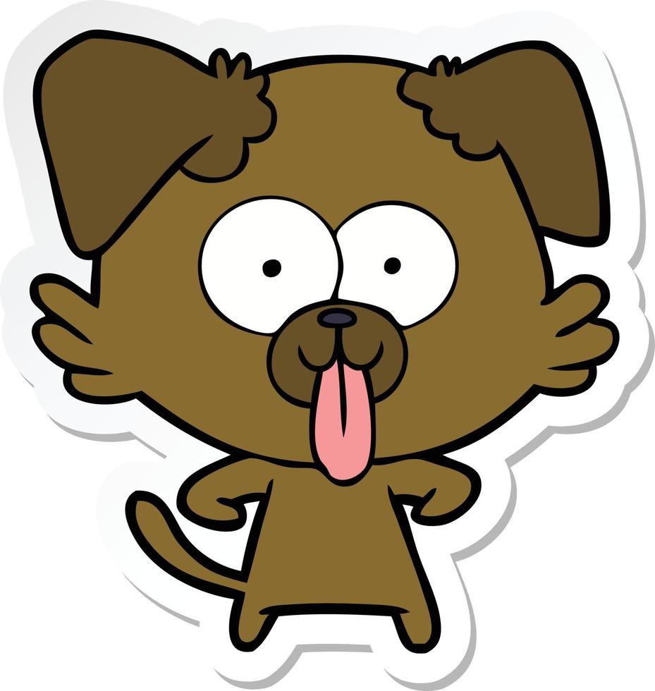 sticker of a cartoon dog with tongue sticking out vector