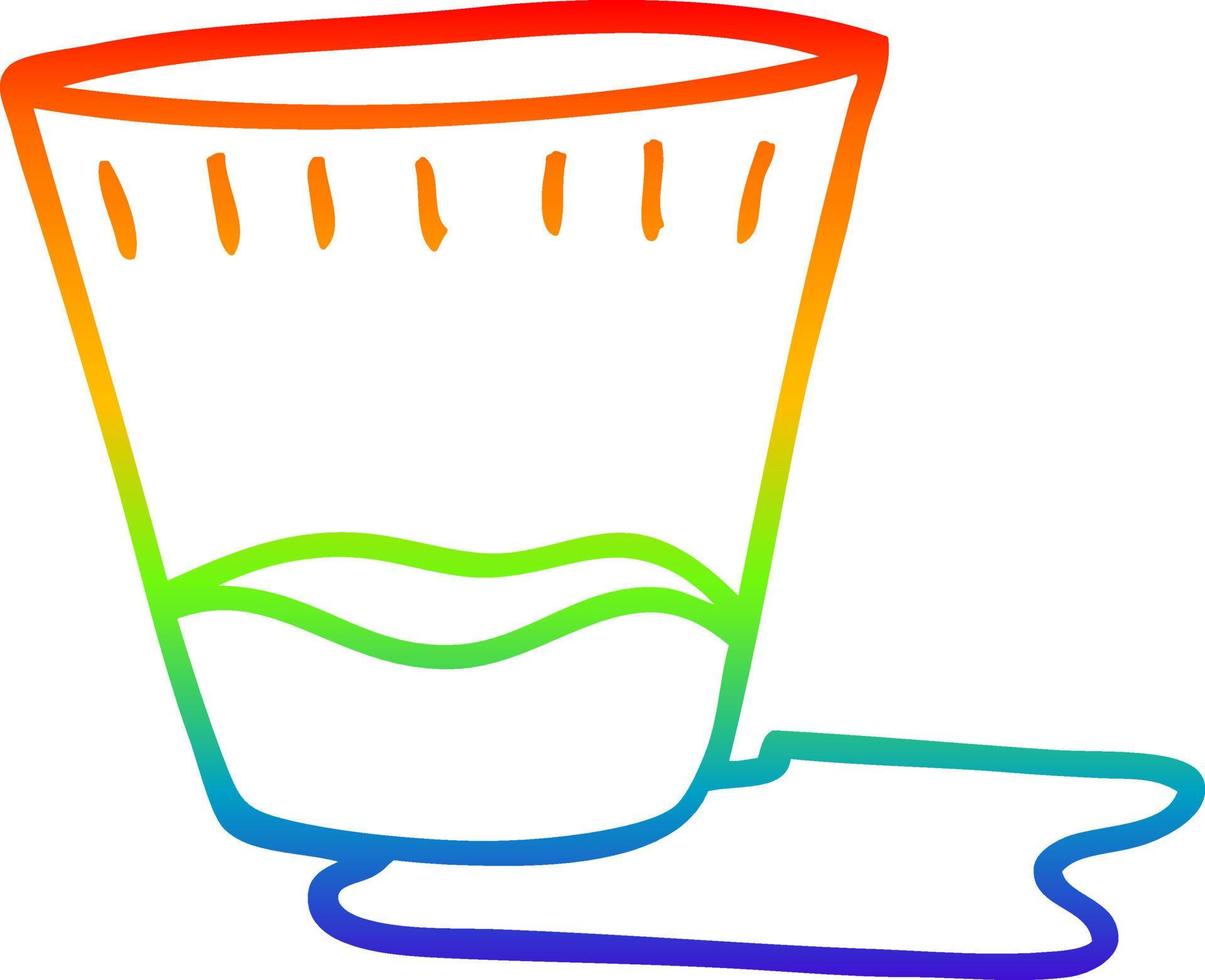 tiro de espresso de dibujos animados de dibujo de línea de gradiente de arco iris vector