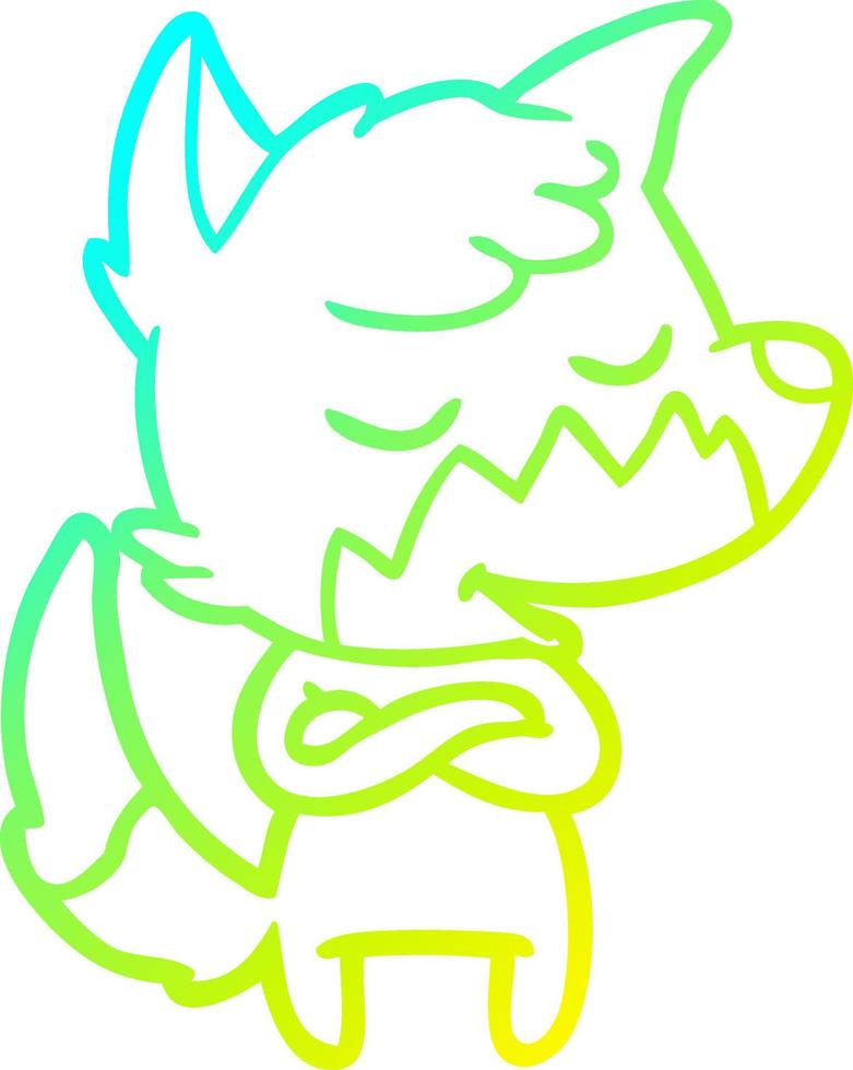 cold gradient line drawing friendly cartoon fox vector