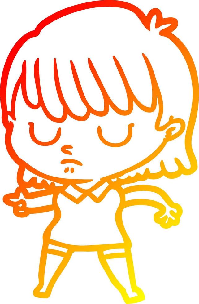 warm gradient line drawing cartoon woman vector
