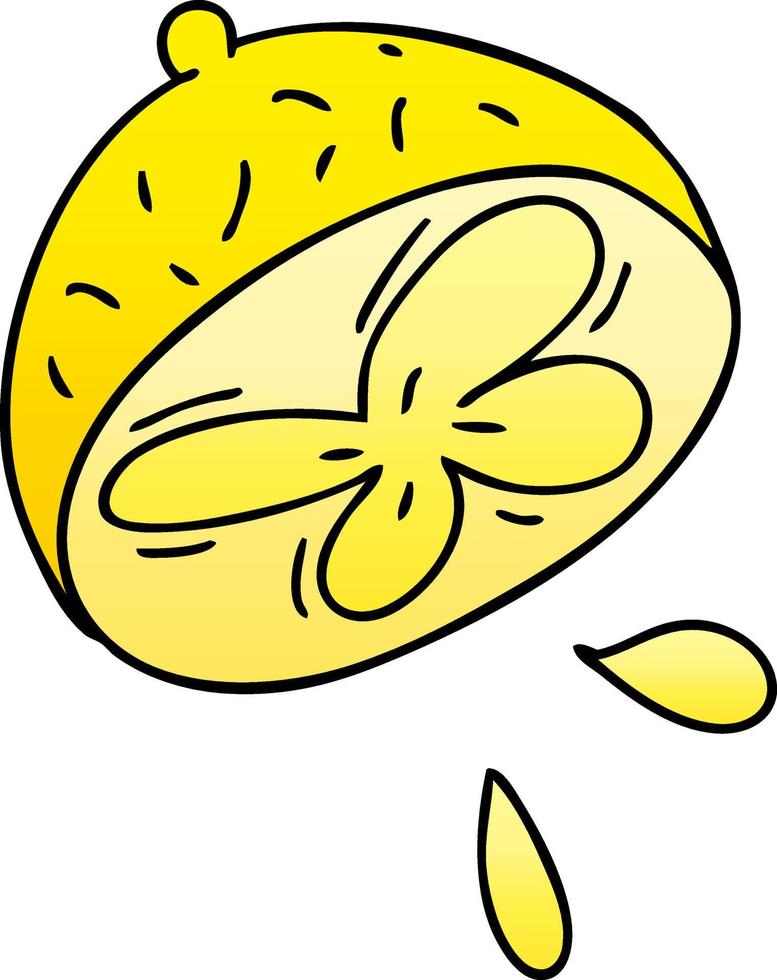 quirky gradient shaded cartoon lemon vector