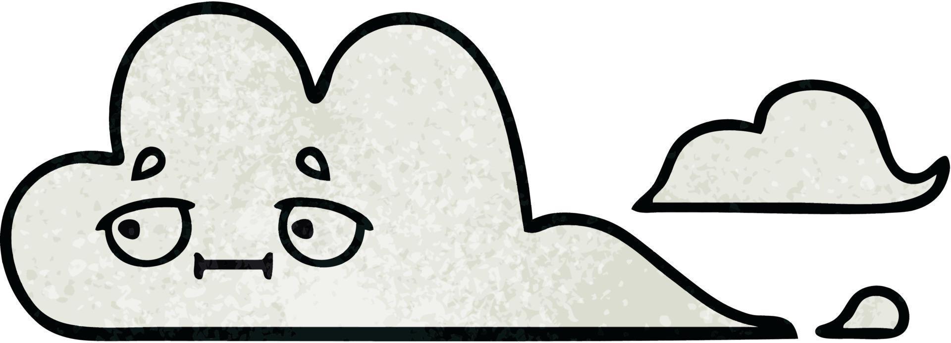 retro grunge texture cartoon white cloud vector