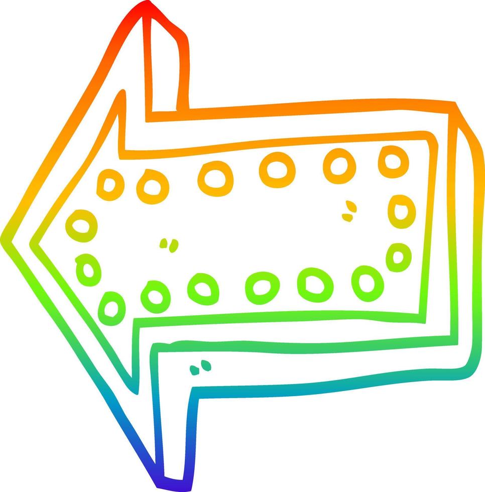 rainbow gradient line drawing cartoon arrow pointing direction vector