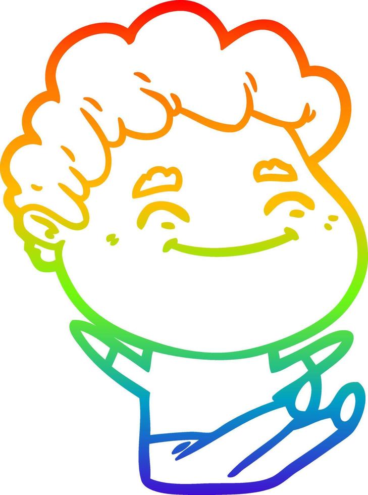 rainbow gradient line drawing cartoon friendly man vector