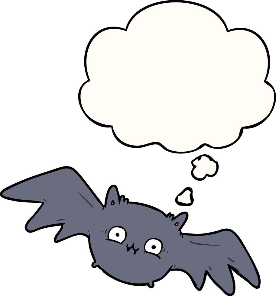 cartoon halloween bat and thought bubble vector