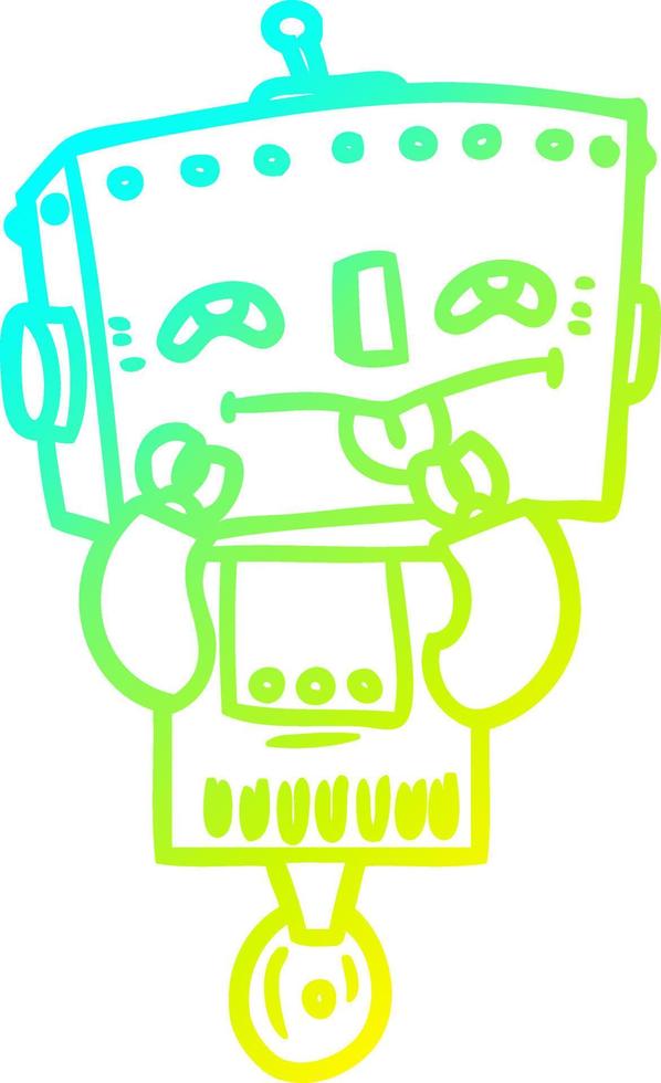 cold gradient line drawing cartoon robot vector