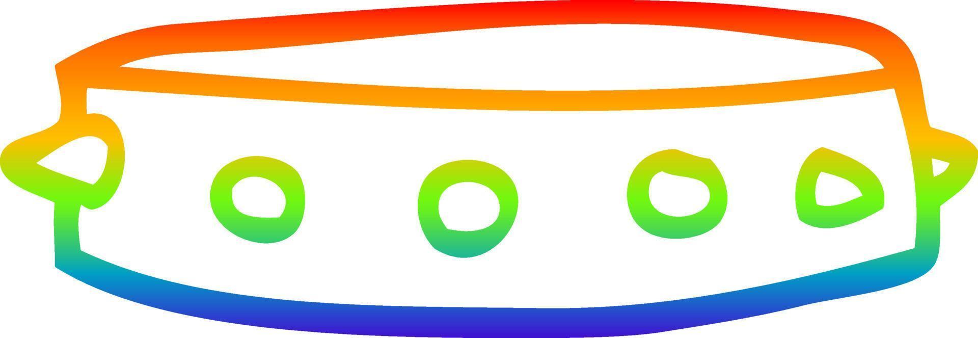 rainbow gradient line drawing cartoon spiked dog collar vector