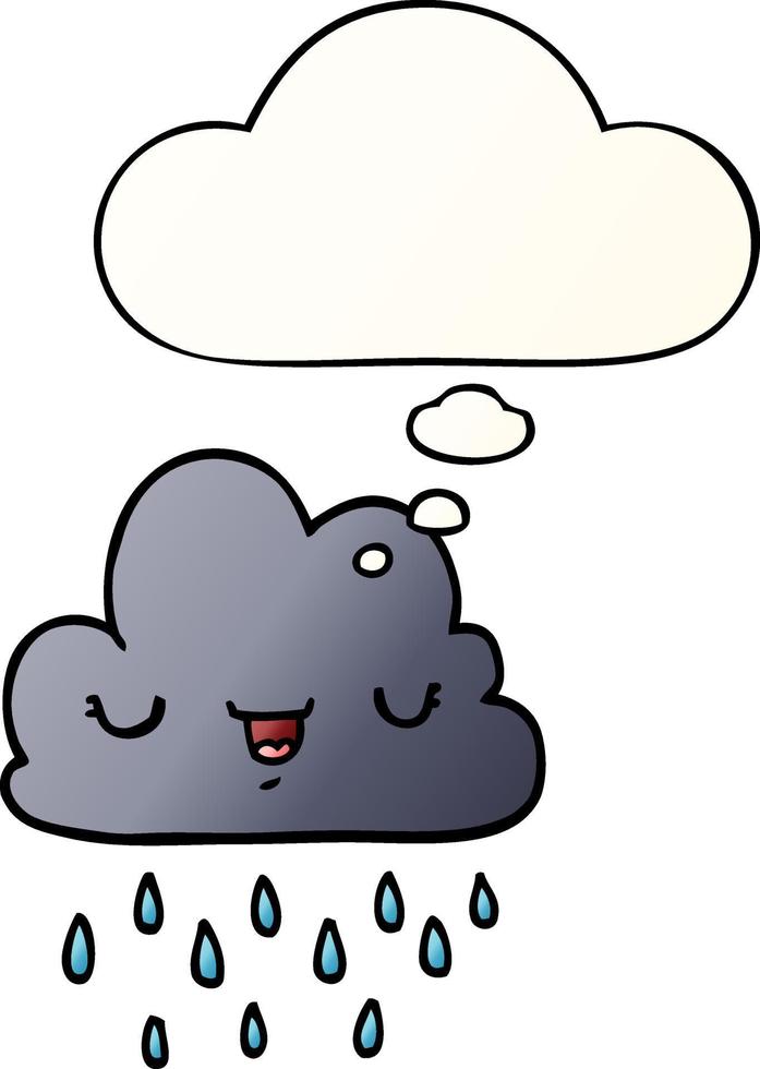nube de tormenta de dibujos animados y burbuja de pensamiento en estilo degradado suave vector