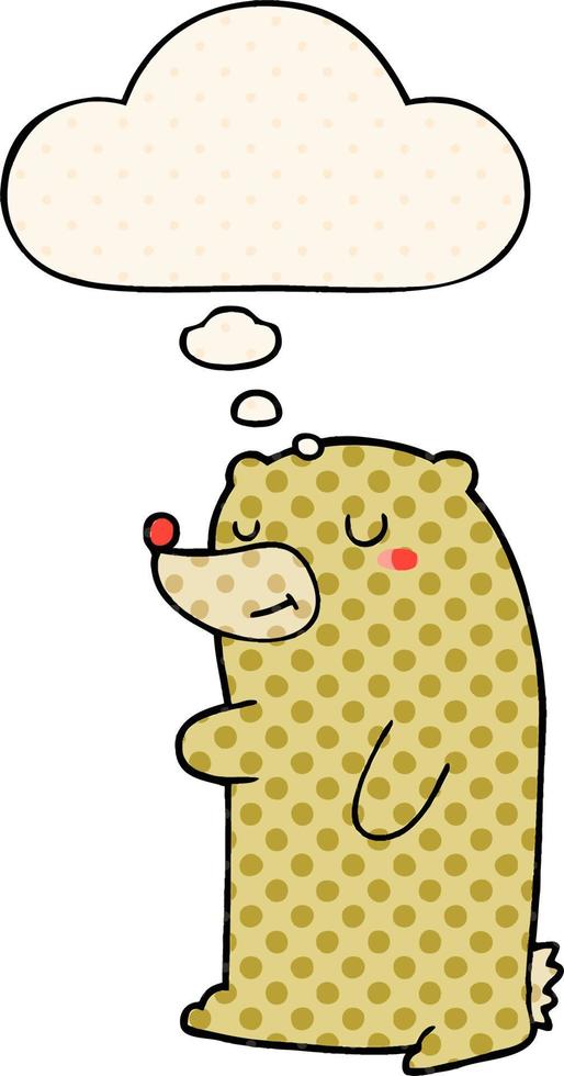 cute cartoon bear and thought bubble in comic book style vector