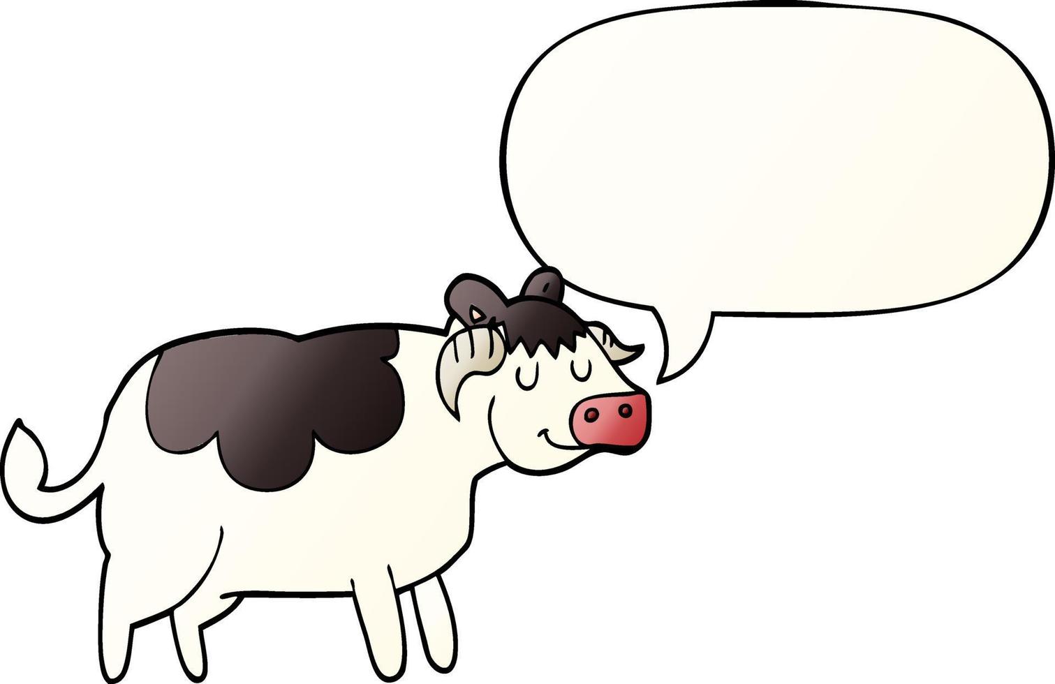 cartoon cow and speech bubble in smooth gradient style vector