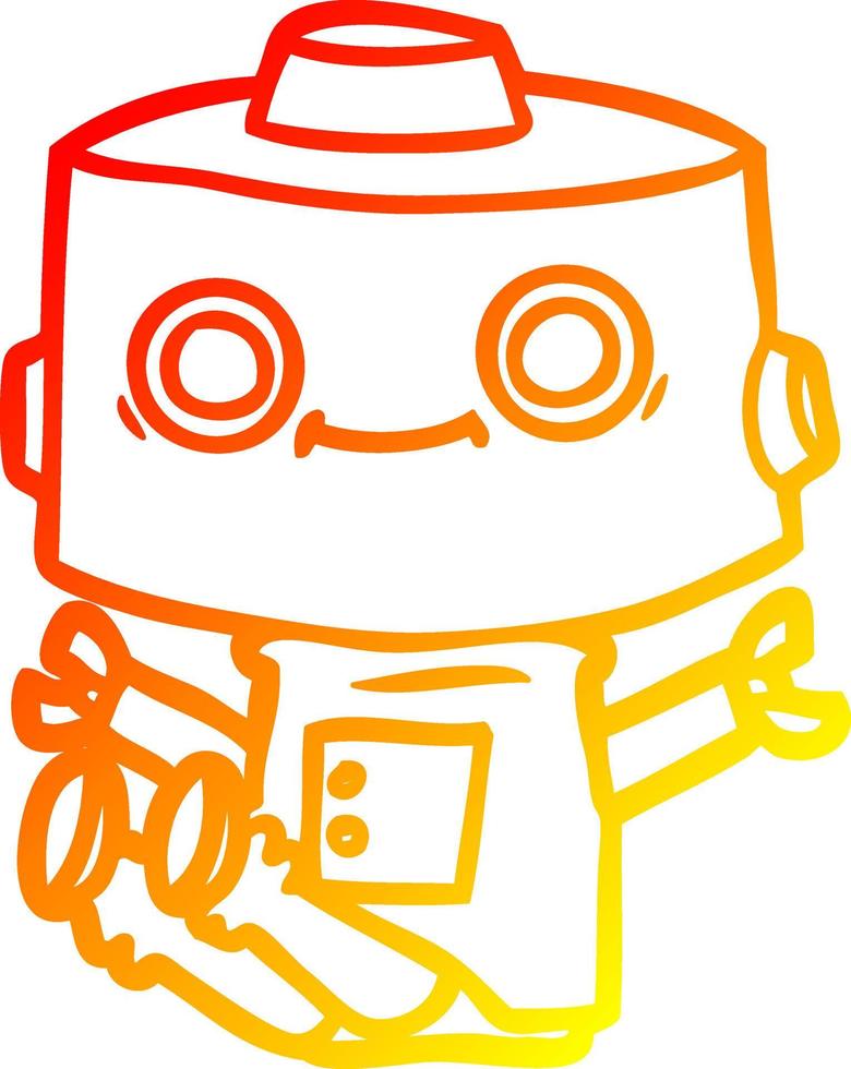 warm gradient line drawing cartoon robot vector