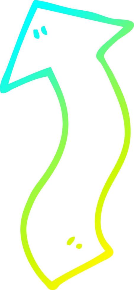 cold gradient line drawing cartoon directing arrow vector
