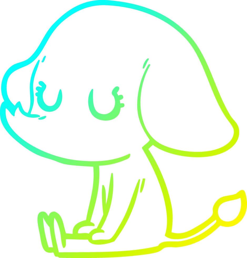 cold gradient line drawing cute cartoon elephant vector