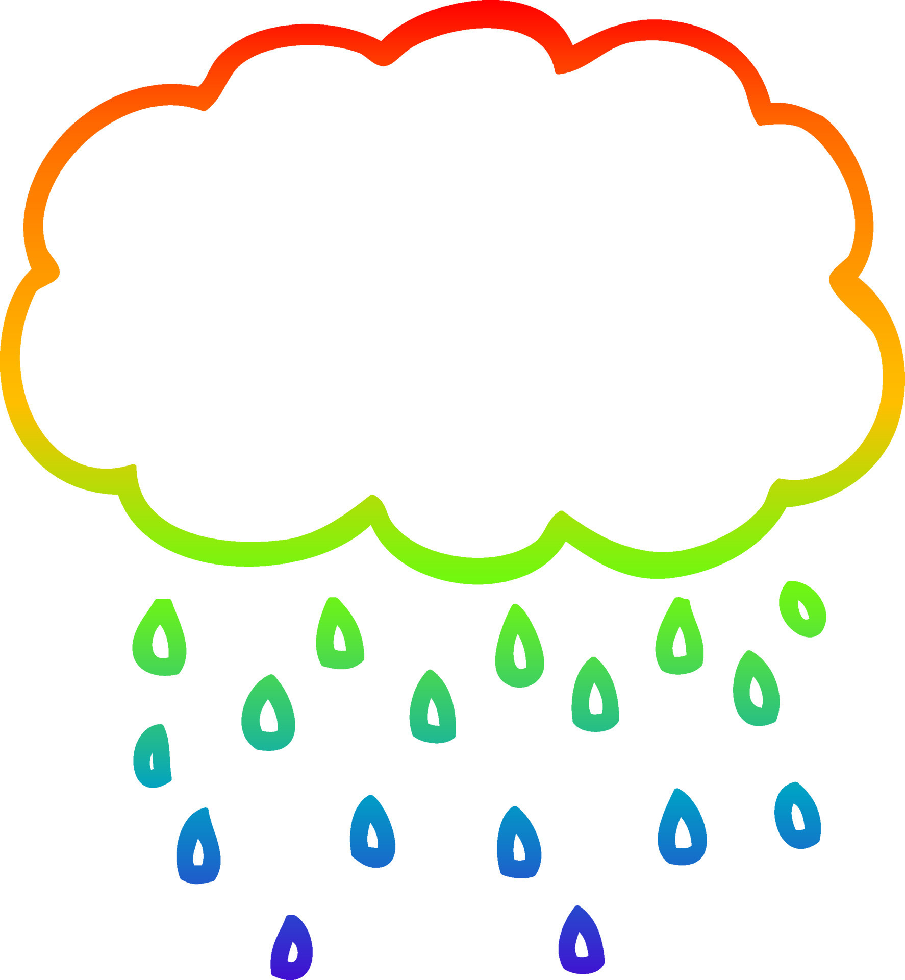rainbow gradient line drawing cartoon cloud raining 9924488 Vector Art at  Vecteezy