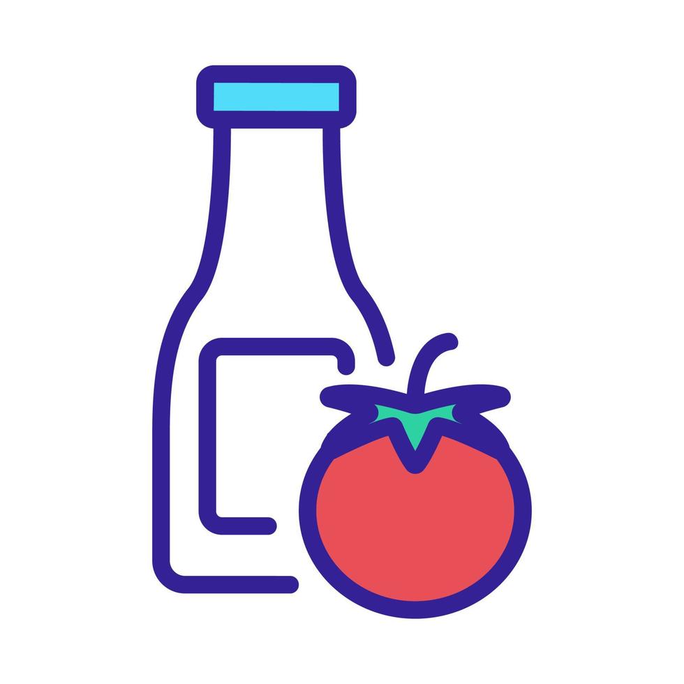 jugo de tomate en botella de plástico icono vector ilustración de contorno