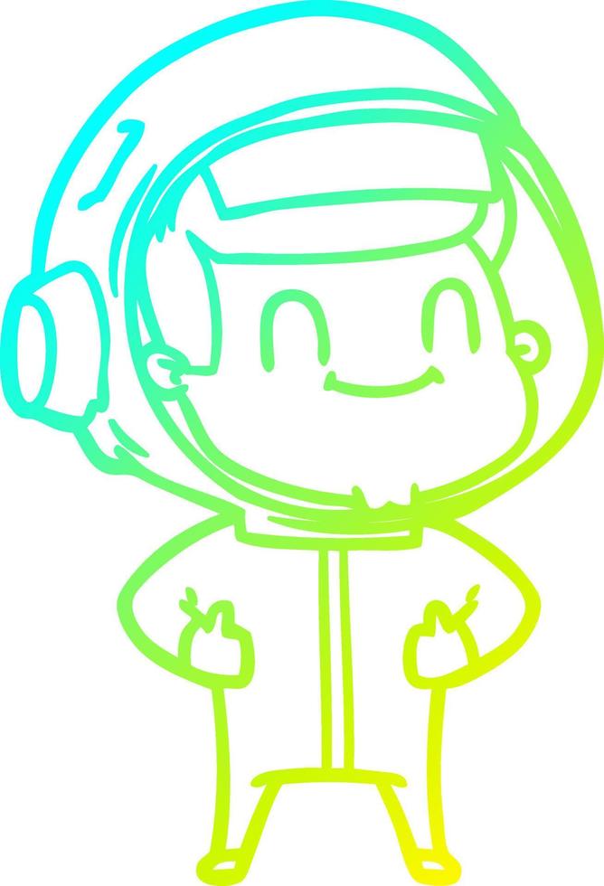 cold gradient line drawing happy cartoon astronaut vector