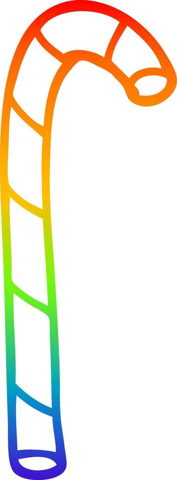 rainbow gradient line drawing cartoon candy cane vector