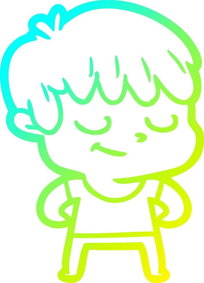 cold gradient line drawing cartoon happy boy vector