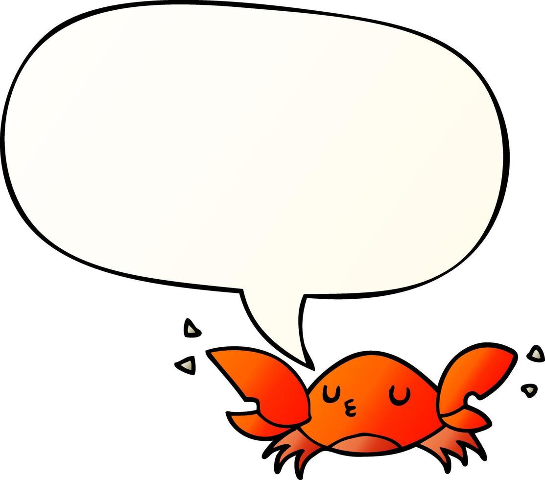 cartoon crab and speech bubble in smooth gradient style vector