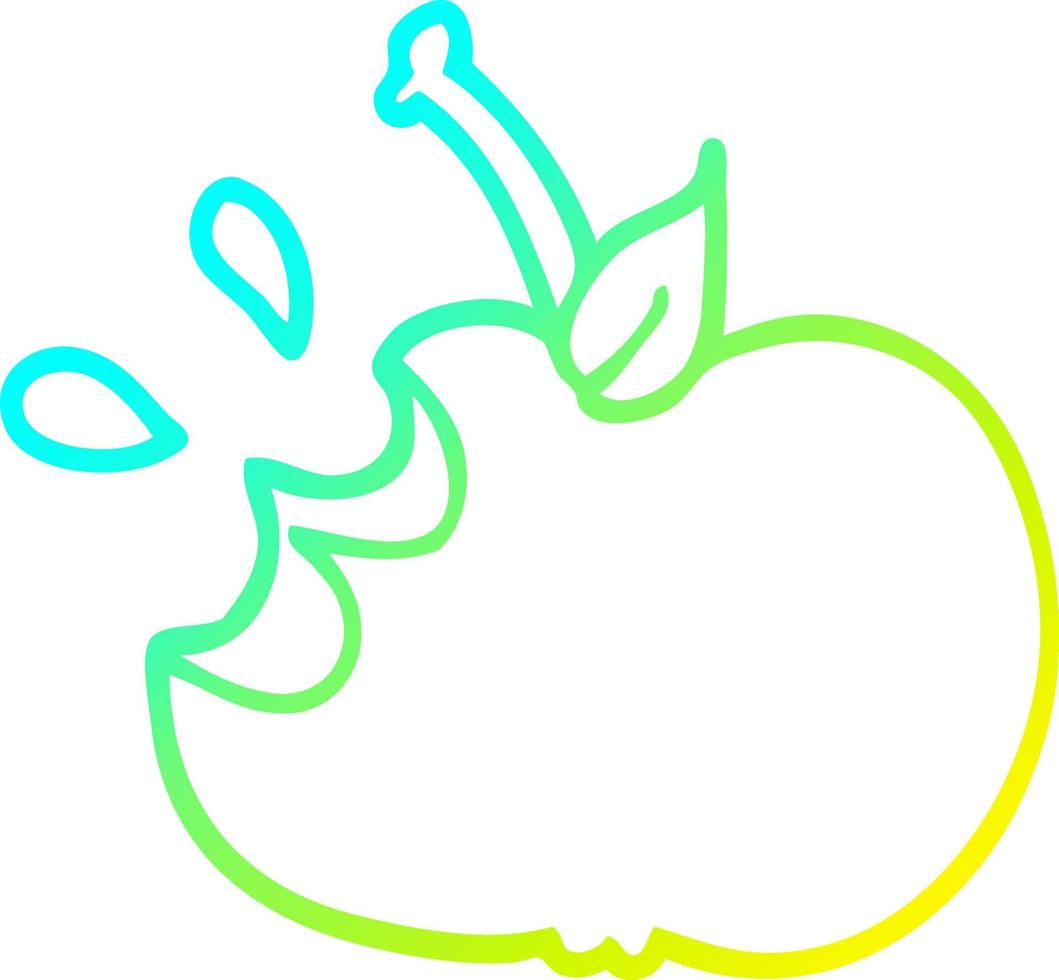 cold gradient line drawing cartoon juicy bitten apple vector