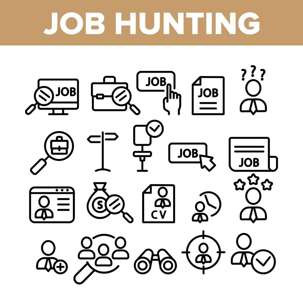 Job Hunting Collection Elements Icons Set Vector