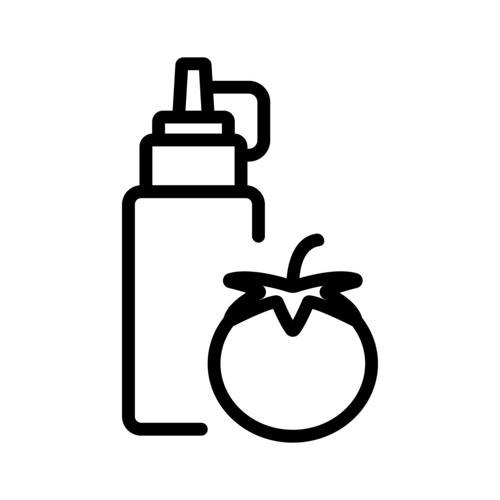jugo de tomate en botella icono vector contorno ilustración