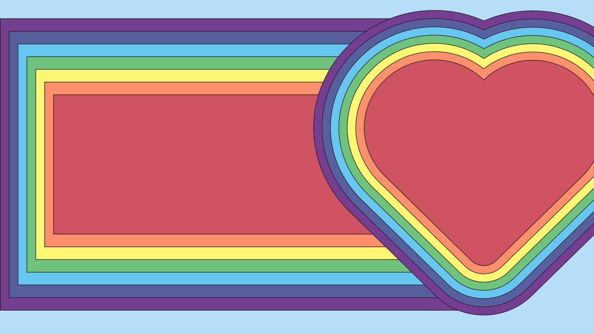 colorful rainbow heart frame wallpaper illustration, perfect for