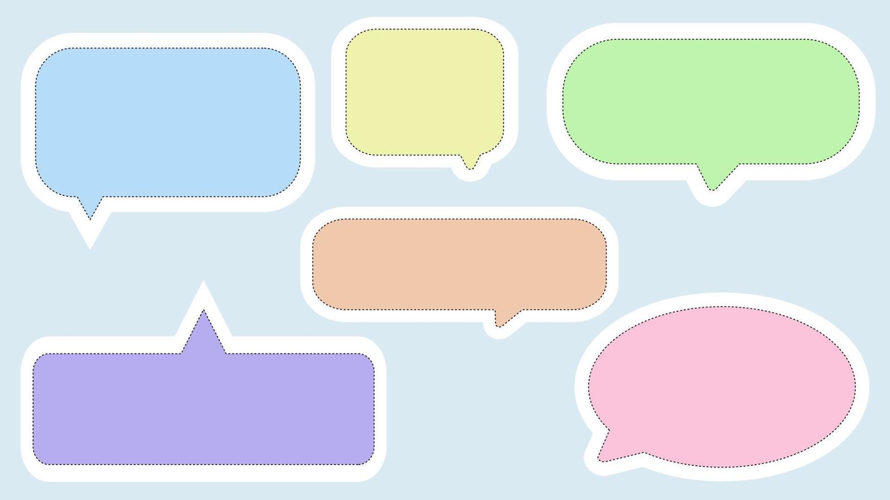 set of cute pastel speech bubble, conversation box, chat box, message box and thinking balloon illustration on white background perfect for your design vector