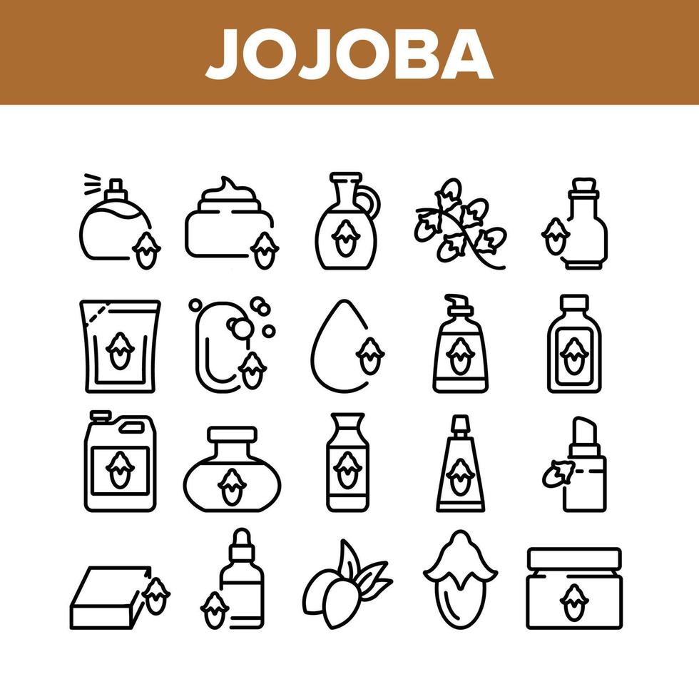 Jojoba Natural Product Collection Icons Set Vector