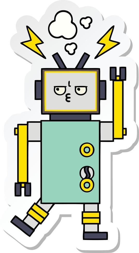 sticker of a cute cartoon robot vector