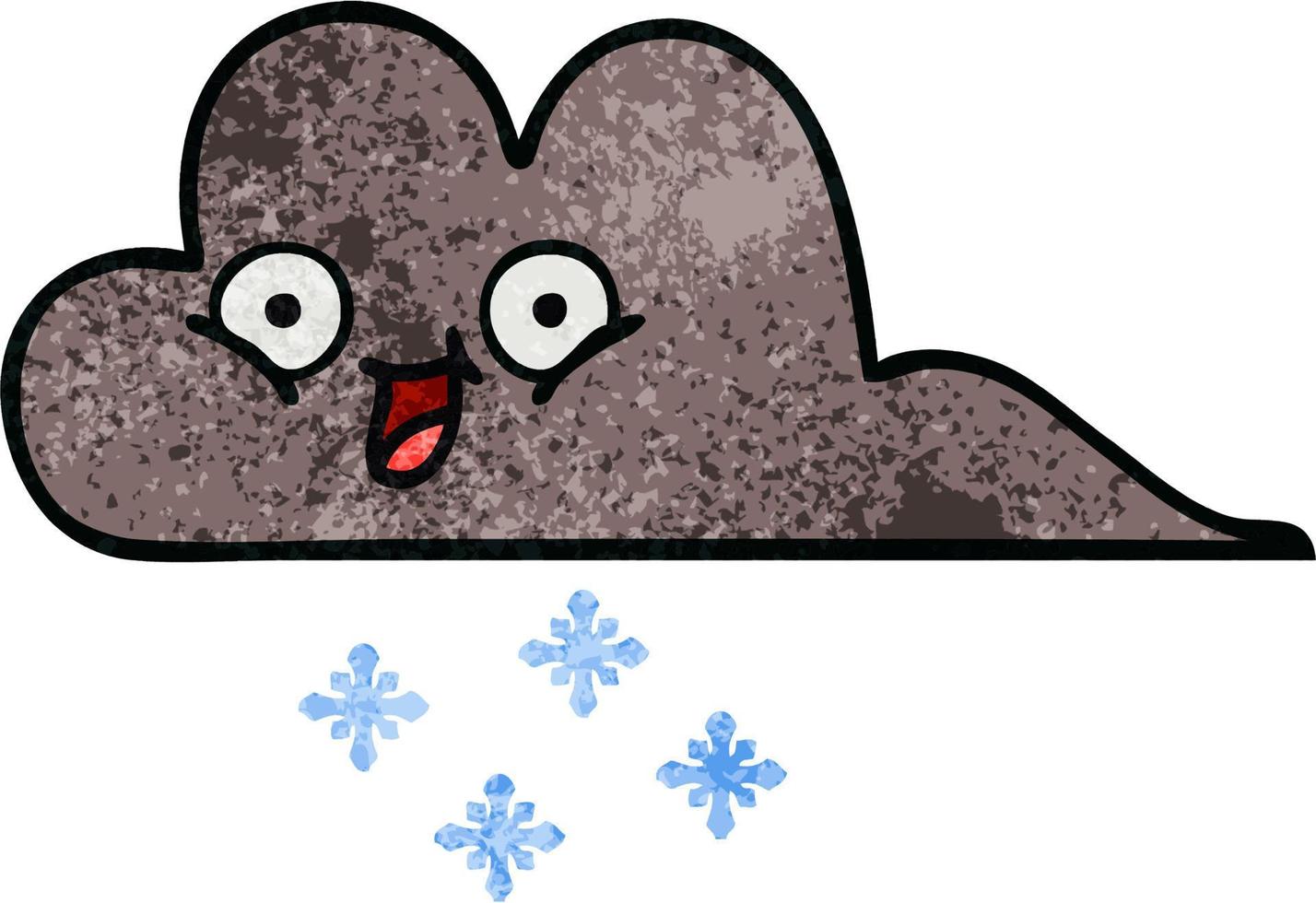 retro grunge texture cartoon storm snow cloud vector
