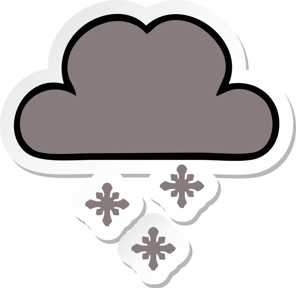 sticker of a cute cartoon storm snow cloud vector