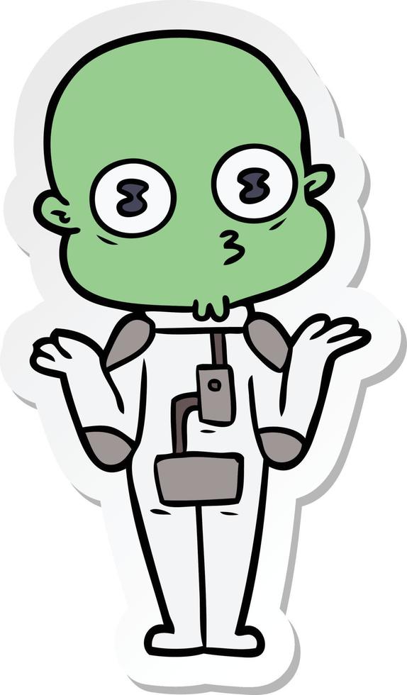 sticker of a confused weird bald spaceman vector