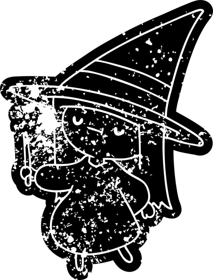 grunge icon of a cute kawaii witch girl vector