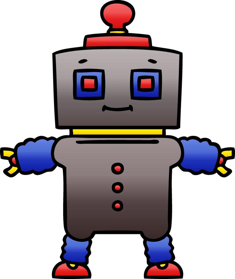 quirky gradient shaded cartoon robot vector