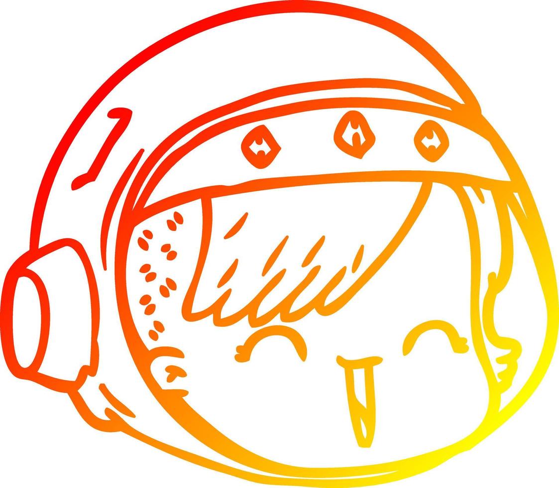 warm gradient line drawing cartoon happy astronaut face vector