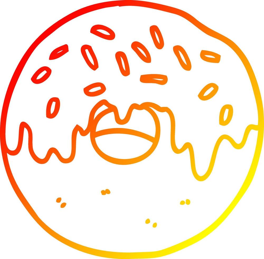 warm gradient line drawing cartoon donut vector