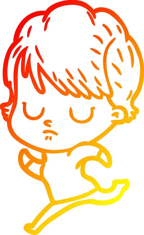 warm gradient line drawing cartoon woman vector