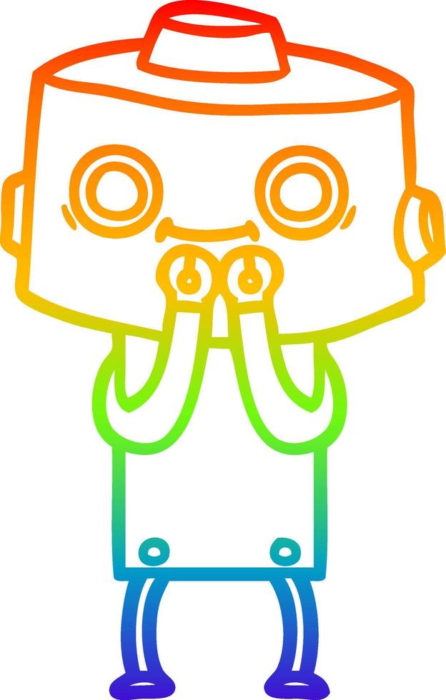 rainbow gradient line drawing cartoon robot vector
